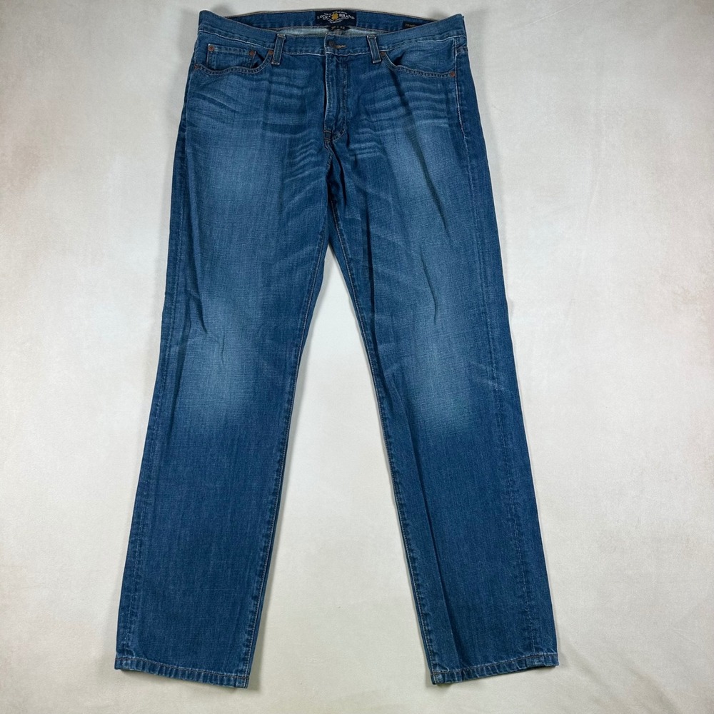 Lucky Brand Jeans Mens 36x32 221 Original Straight Medium Wash Blue Denim